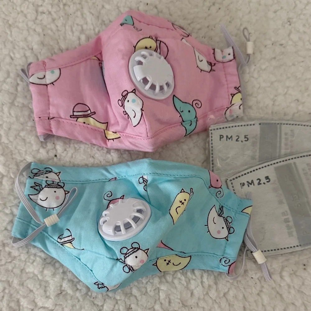 Kids Cartoon Face Masks - Duck Pink and Blue Anti Pollution with Filter